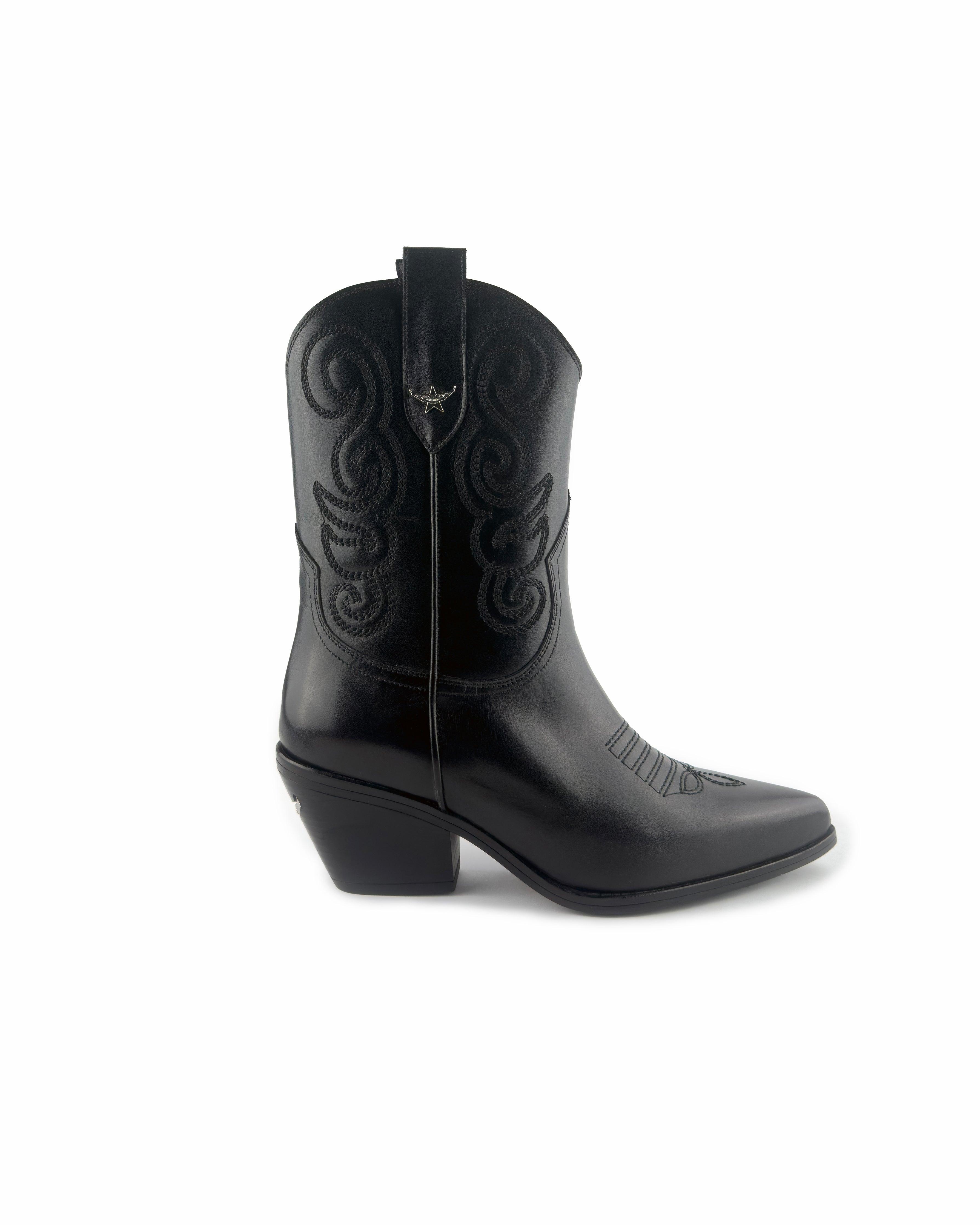 Vanessa Black Mid Calf Boots - ASADLIE