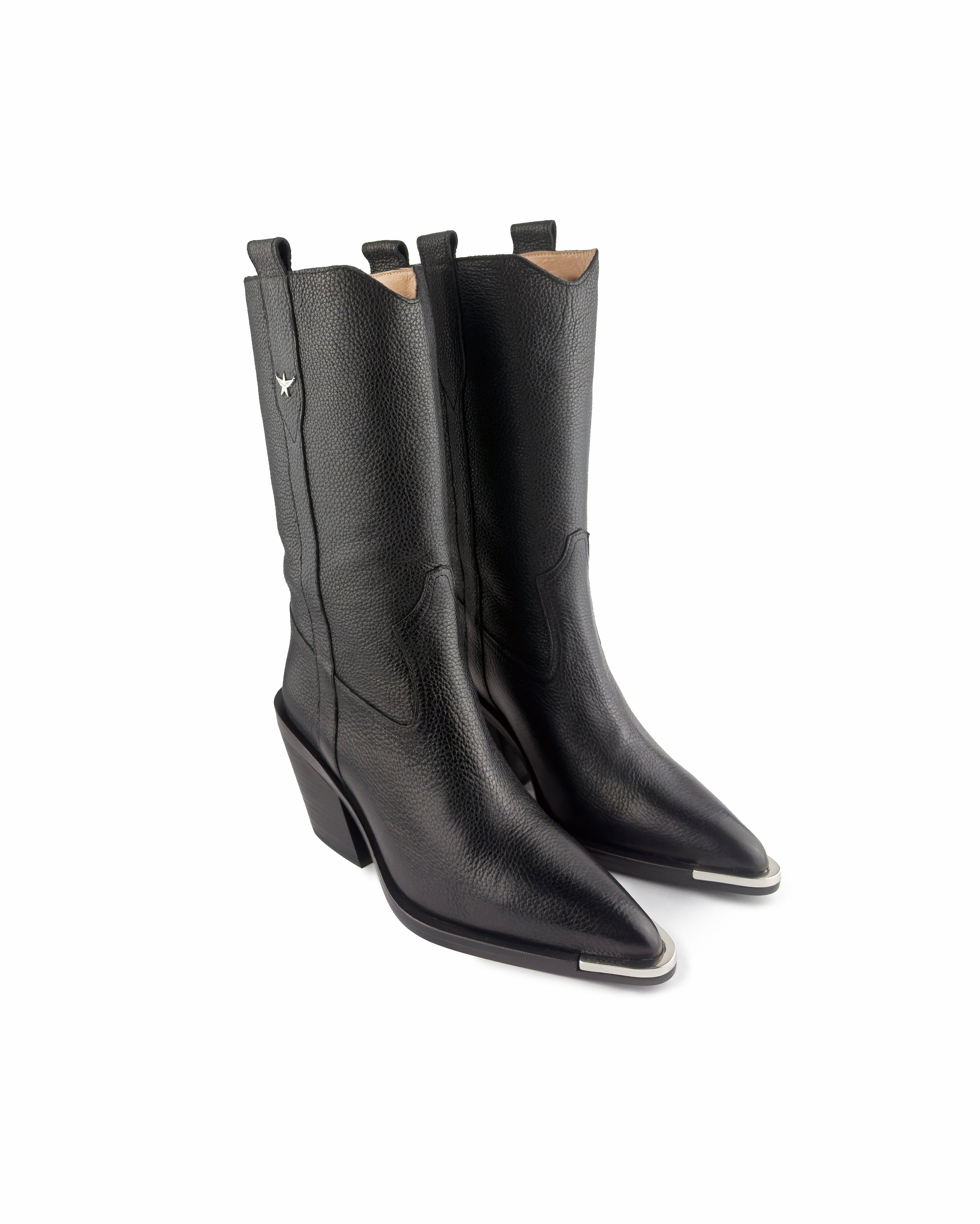 Nova Black Mid Calf Boots - ASADLIE