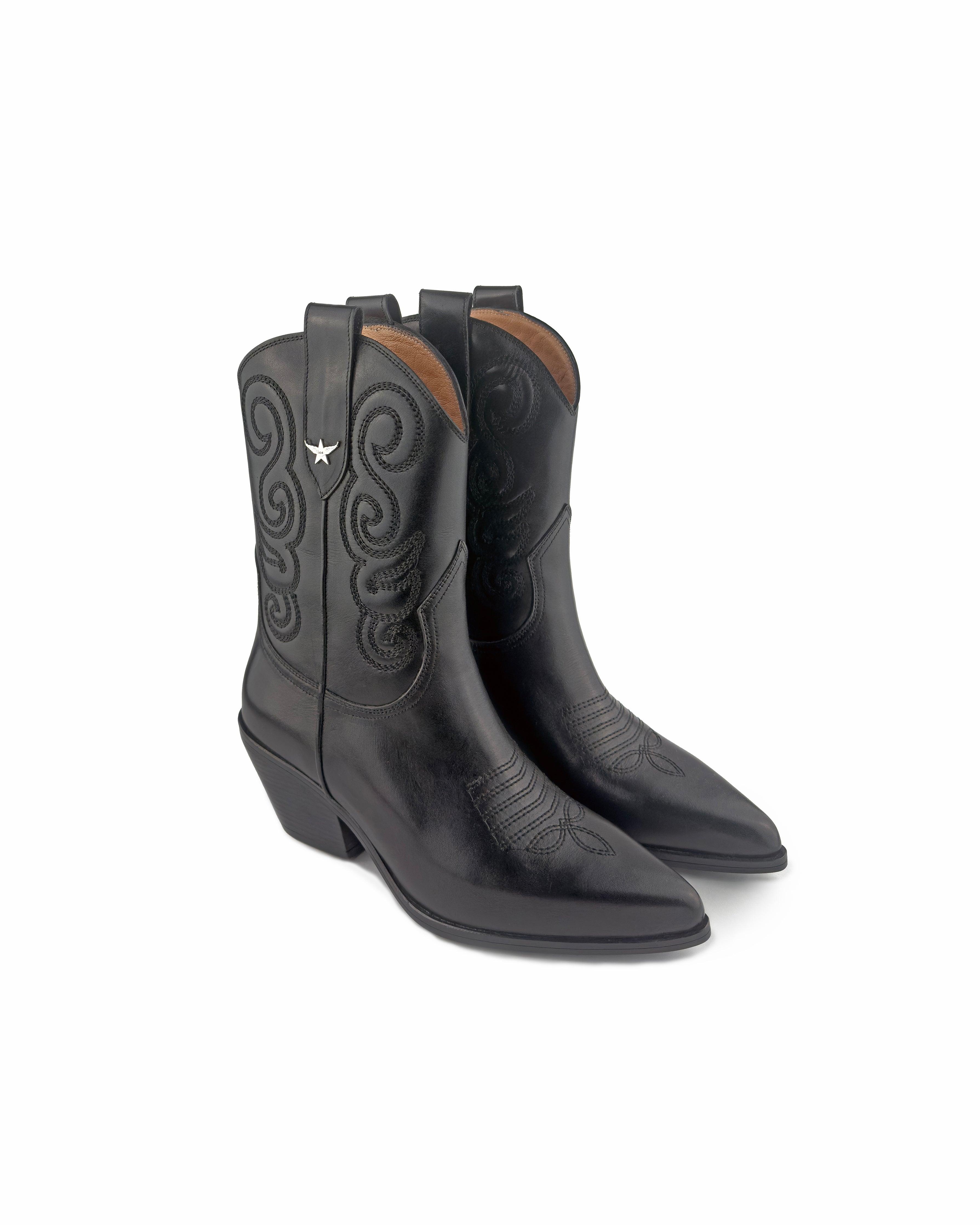 Vanessa Black Mid Calf Boots - ASADLIE