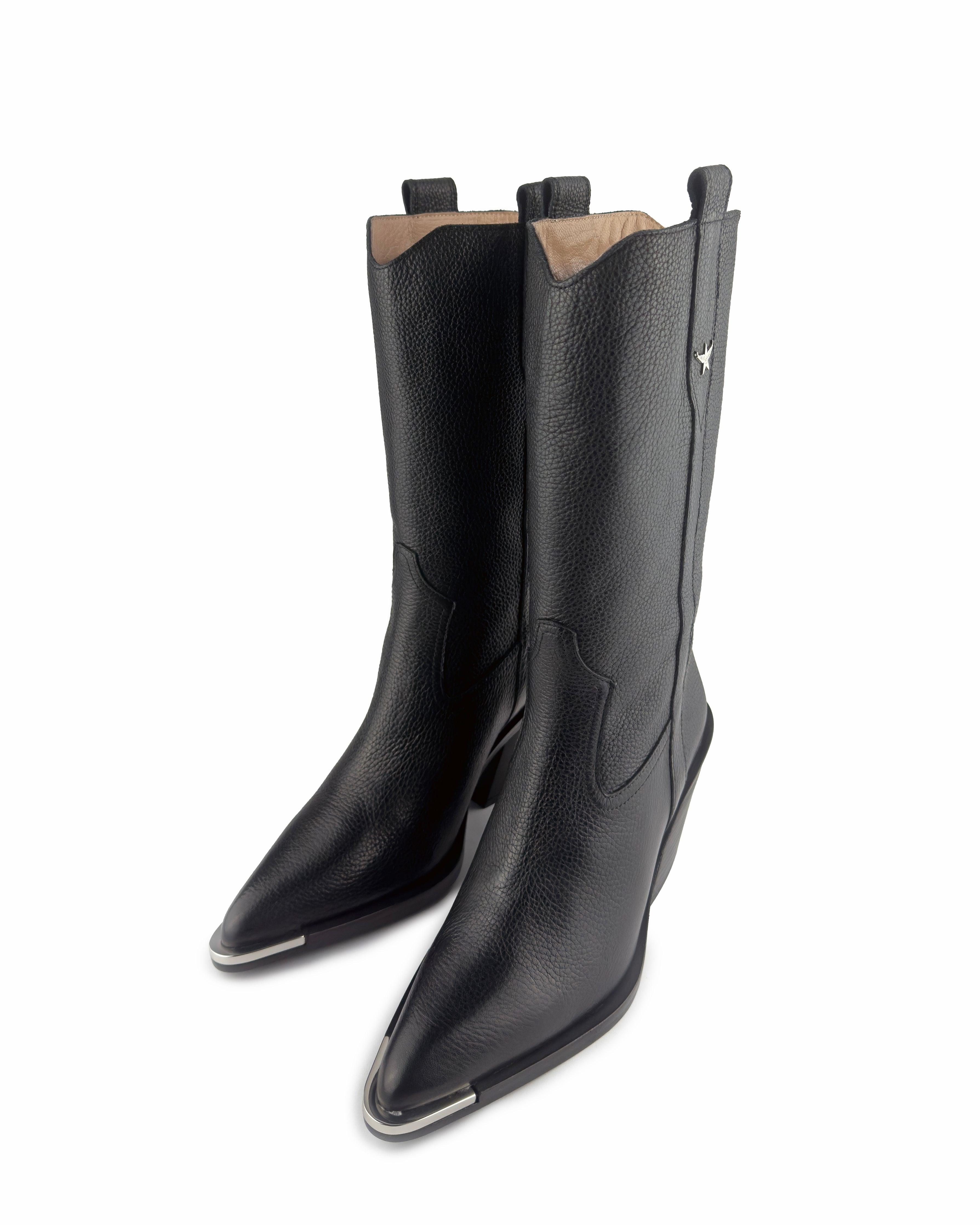 Nova Black Mid Calf Boots - ASADLIE