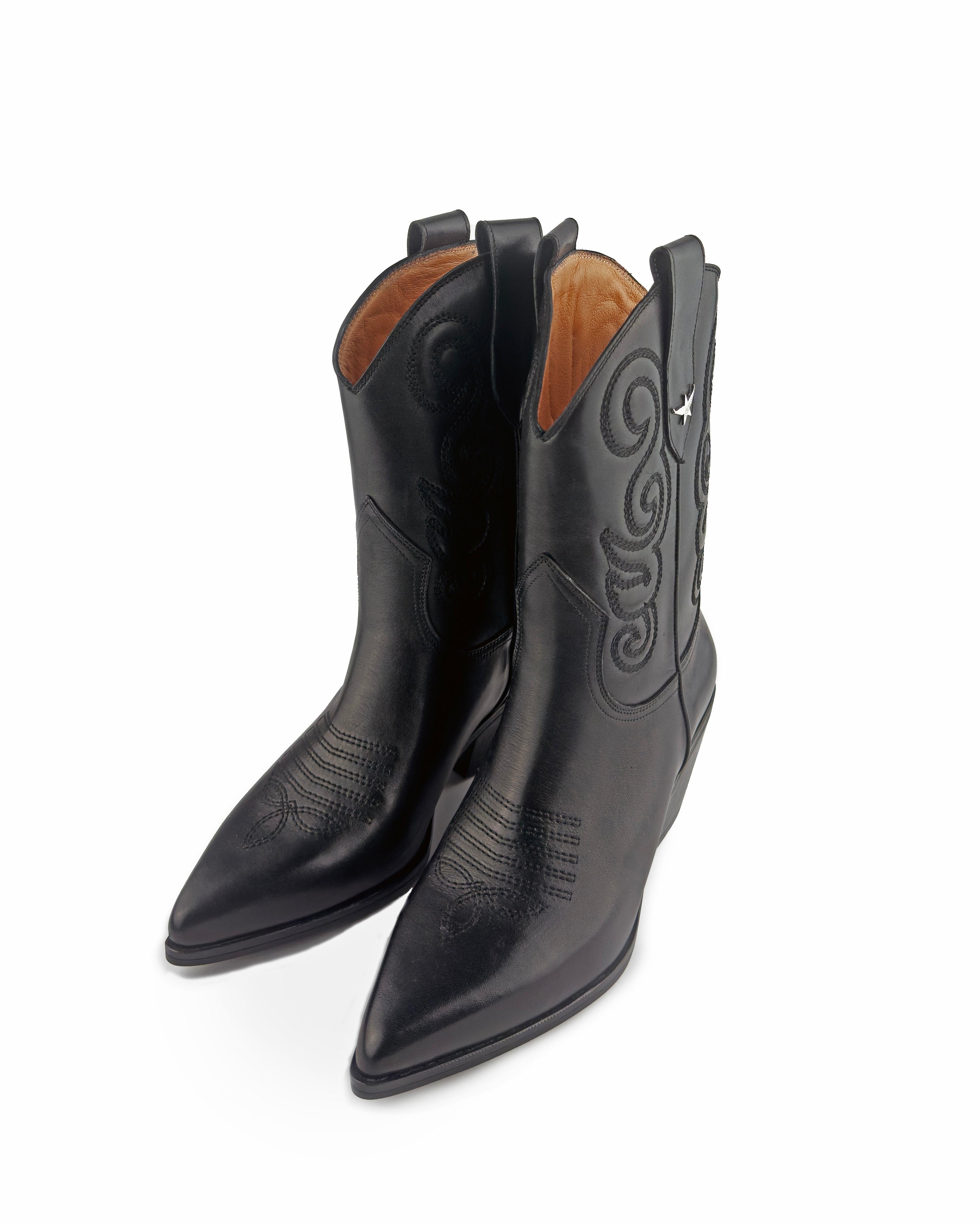 Vanessa Black Mid Calf Boots - ASADLIE