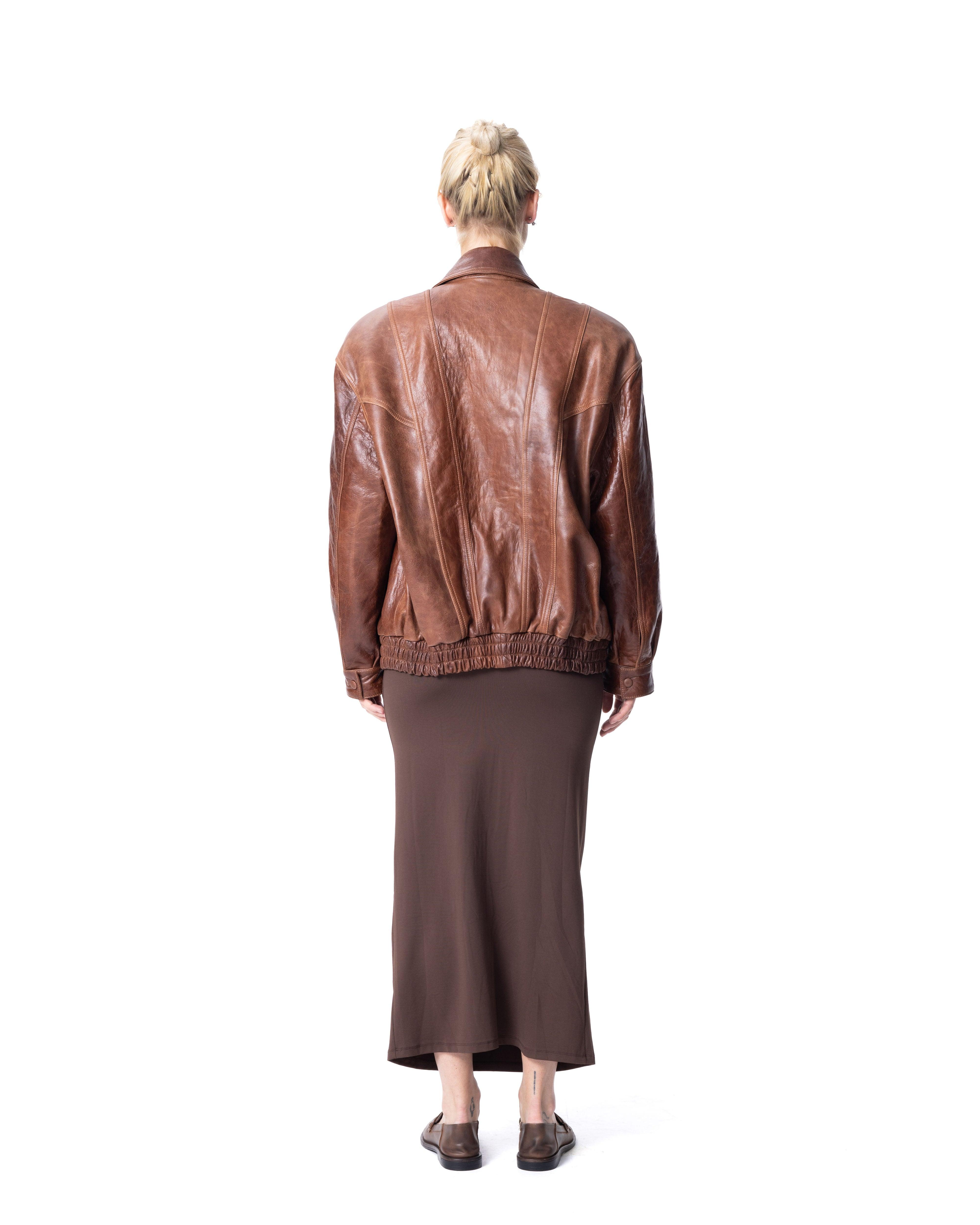 Oversized Bomber Leather Jacket - ASADLIE