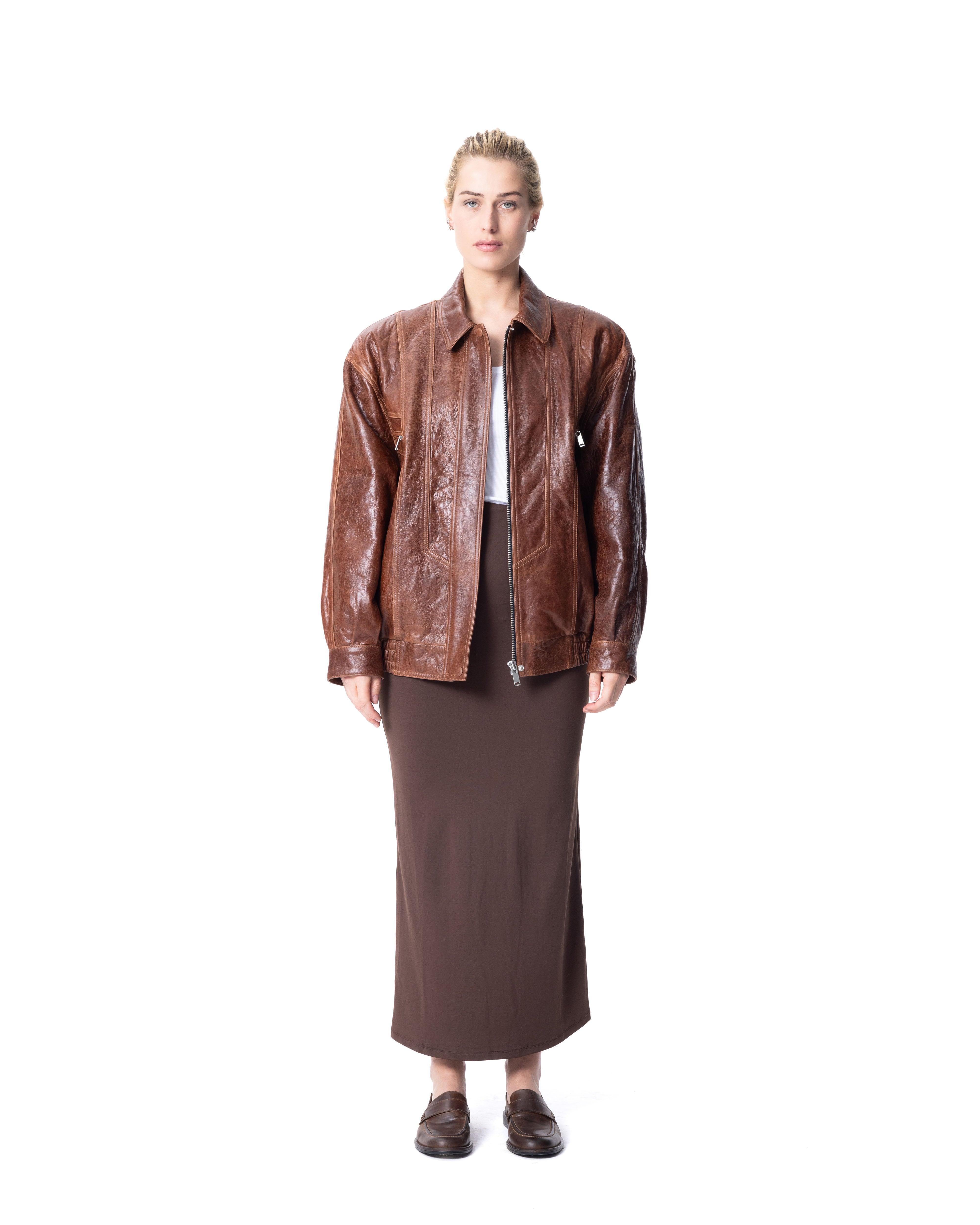 Oversized Bomber Leather Jacket - ASADLIE