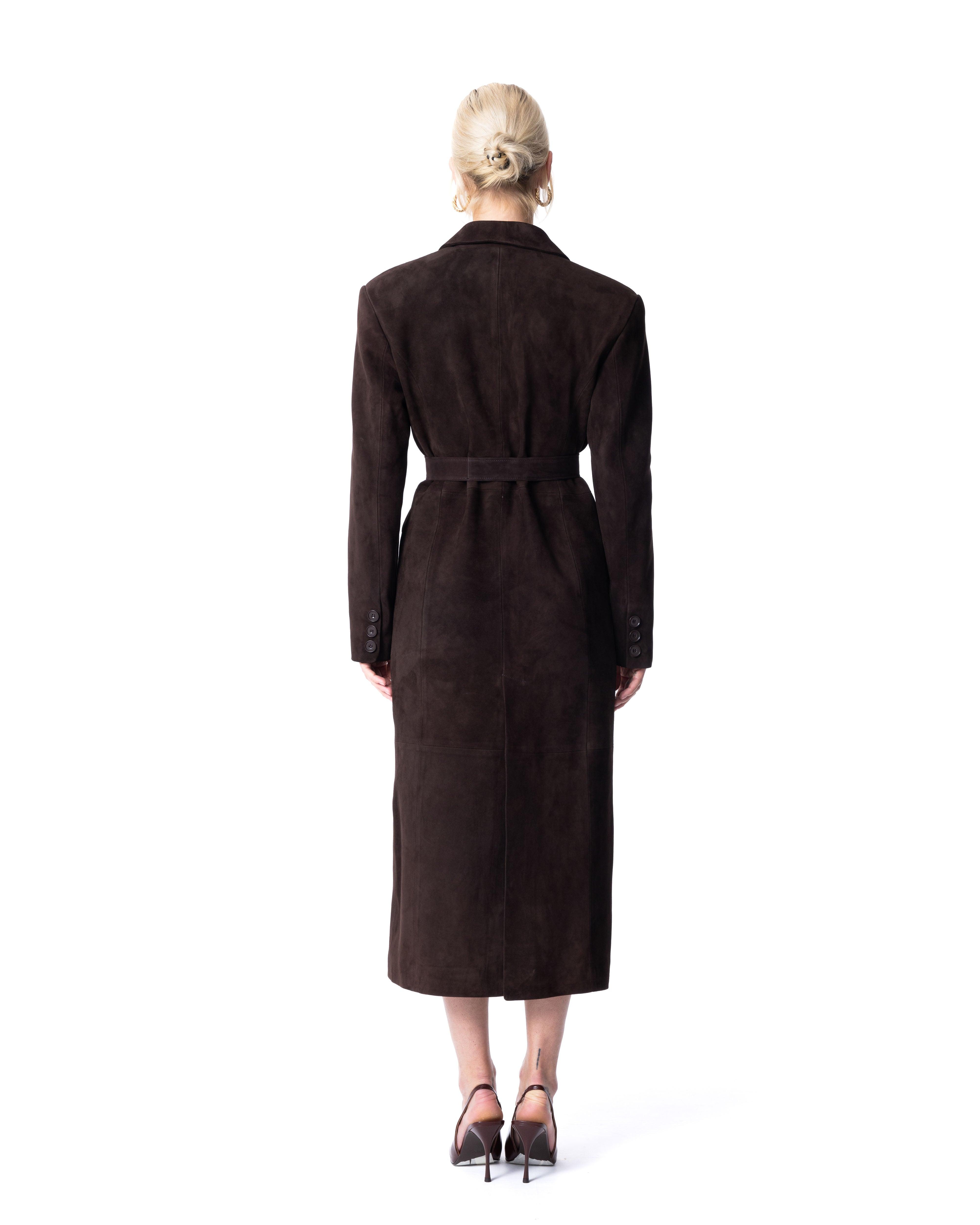 Belted Suede Trench in Mocha - ASADLIE