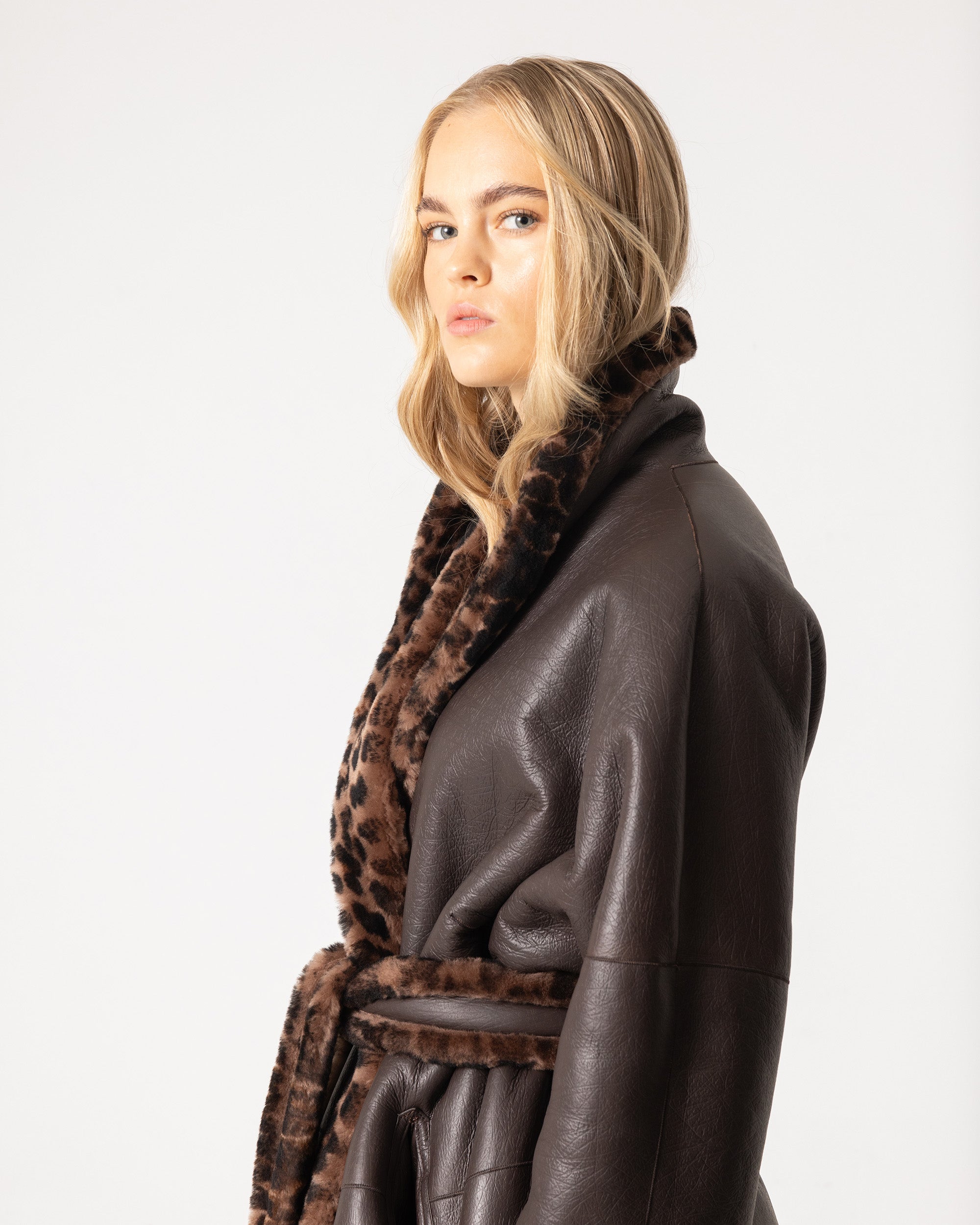 Omkeerbare Shearling Jas met Luipaardprint