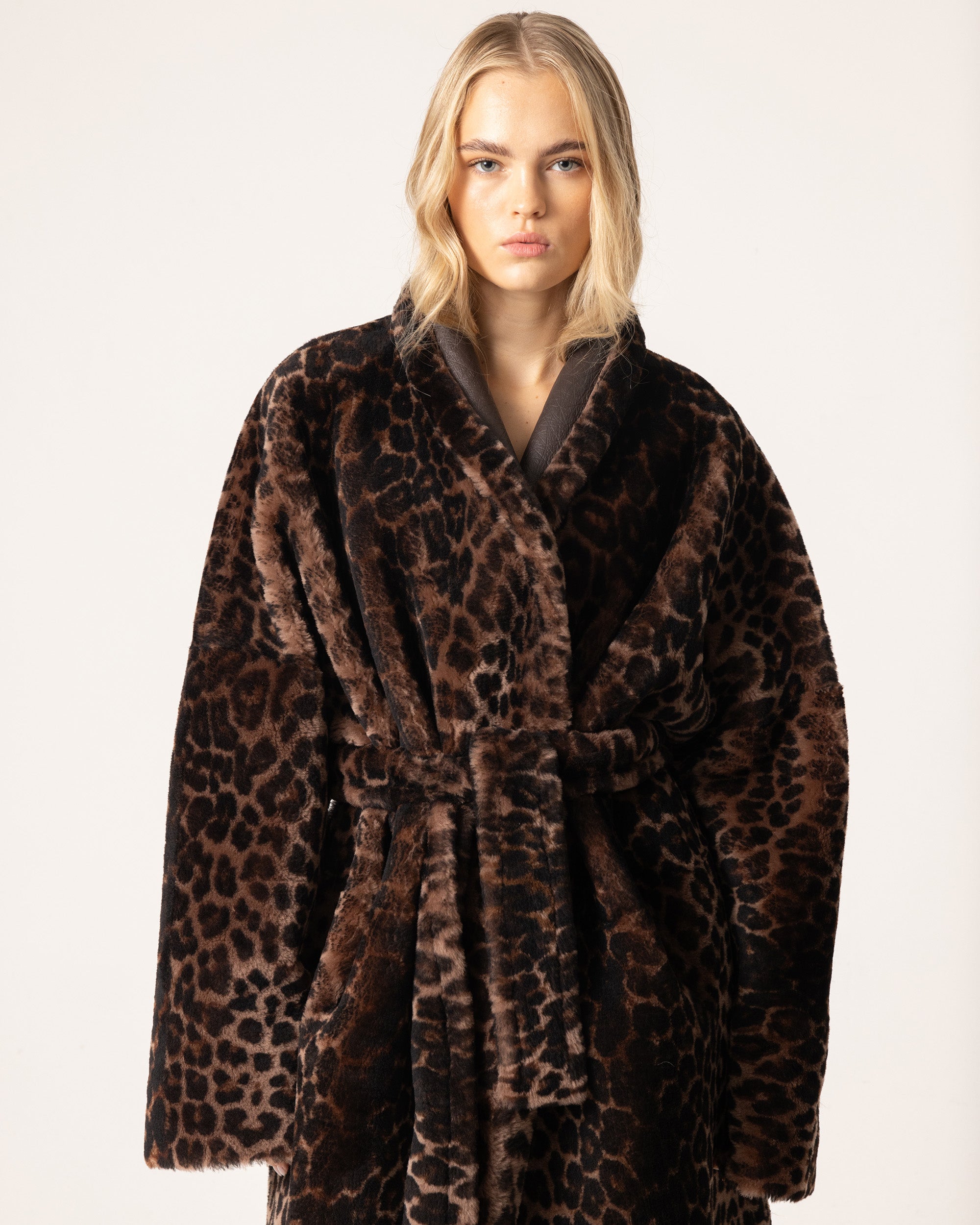 Omkeerbare Shearling Jas met Luipaardprint