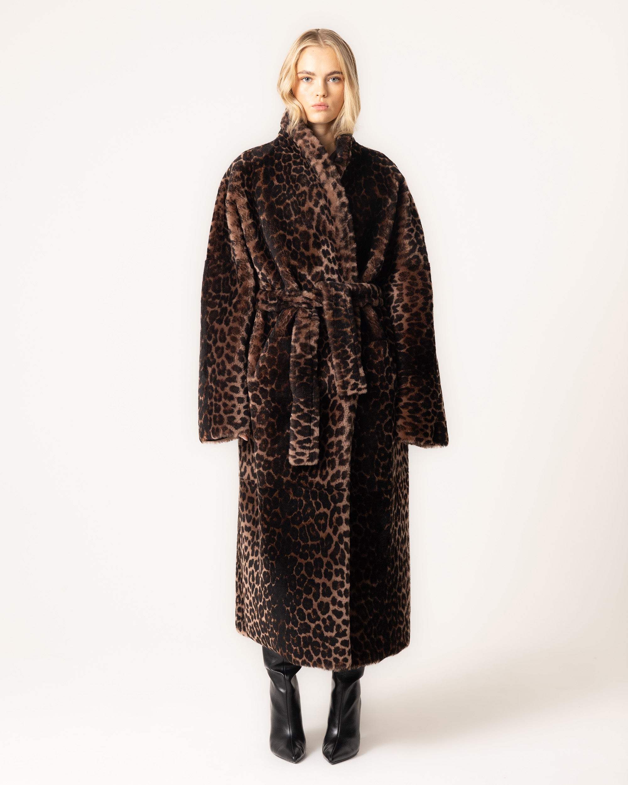 Omkeerbare Shearling Jas met Luipaardprint